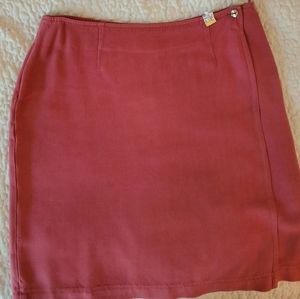 Tommy Bahama faux wrap skirt, size 12, silk, color-salmon